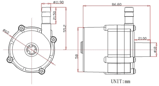 12V/ 24V Boosterpumpe für Kühlmaschine und LED-Lichtpumpe JQ-P6201 Maximalstrom 21L/min